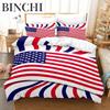 American Flag Duvet Cover Set Microfiber Red White Stripe Decor Bedding Independence Day Freedom Theme Quilt Cover