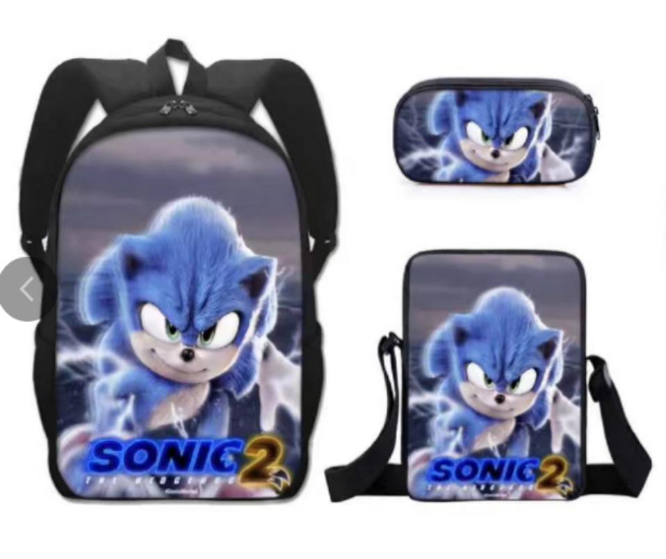 Backpack Sonic Elementary School Bag Lunch Bag Pencil Case Three-Piece Set