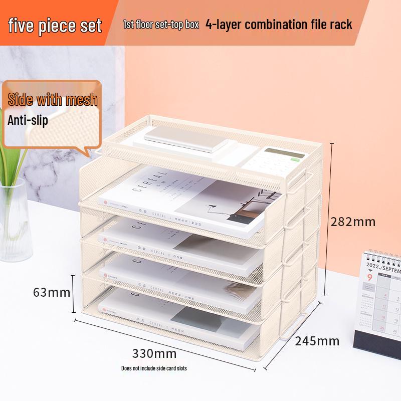 Multilayer A4 Metal Desktop File Organizer and Storage Rack Set for Office Supplies