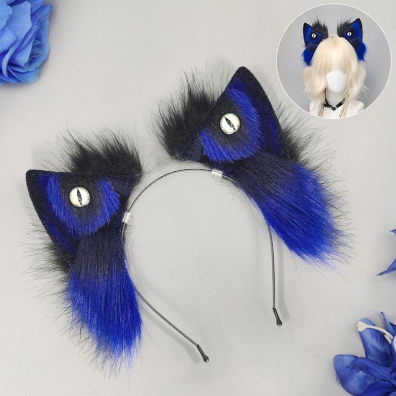 Wolf Ear Hairband Soft Plush Hair Styling Accessory For Kids Adult Halloween Parties Animal Theme Cosplay Hairhoop
