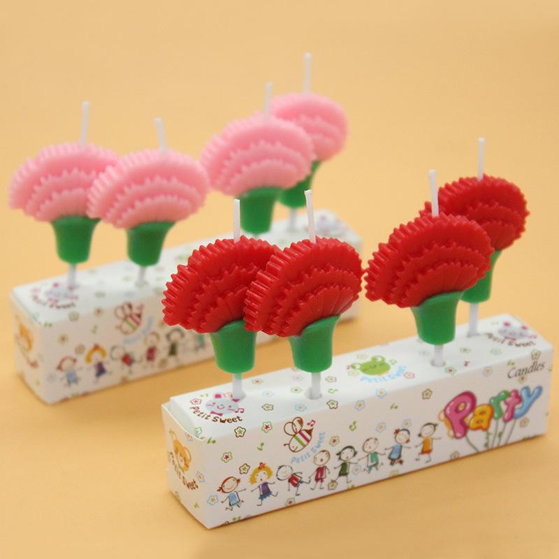 New Flower Birthday Cake Candle 4-pack Simulated Carnation Party Decoration Fan-shaped Flower Holiday Candle