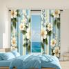 2 Pcs   Versatile Polyester Transparent Curtains for Home Decoration Elegant Blue and White Floral Striped for Use In Bedrooms