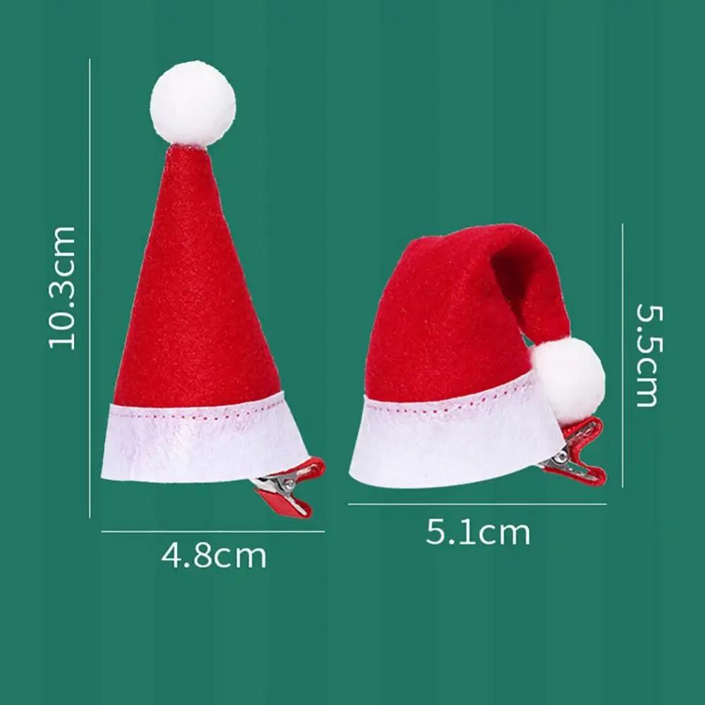 10Pcs New Santa Christmas Hat Clips Red Mini Hair Grips Barrettes Handmade Christmas Photo Decoration Christmas