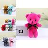 Fluffy Teddy Bear Keychain Plush Soft Short-pile Stuffed Animal In Various Colors
