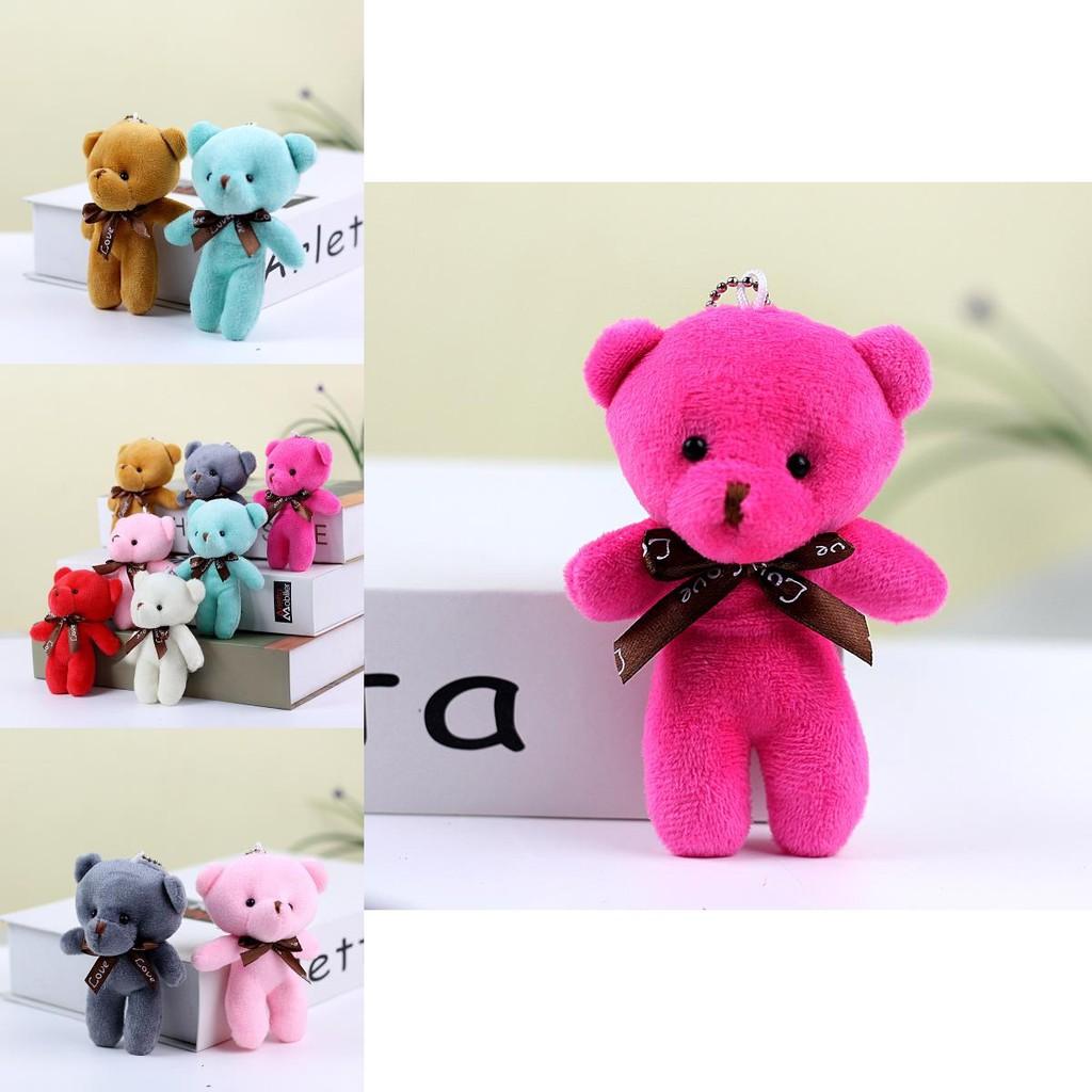 Fluffy Teddy Bear Keychain Plush Soft Short-pile Stuffed Animal In Various Colors
