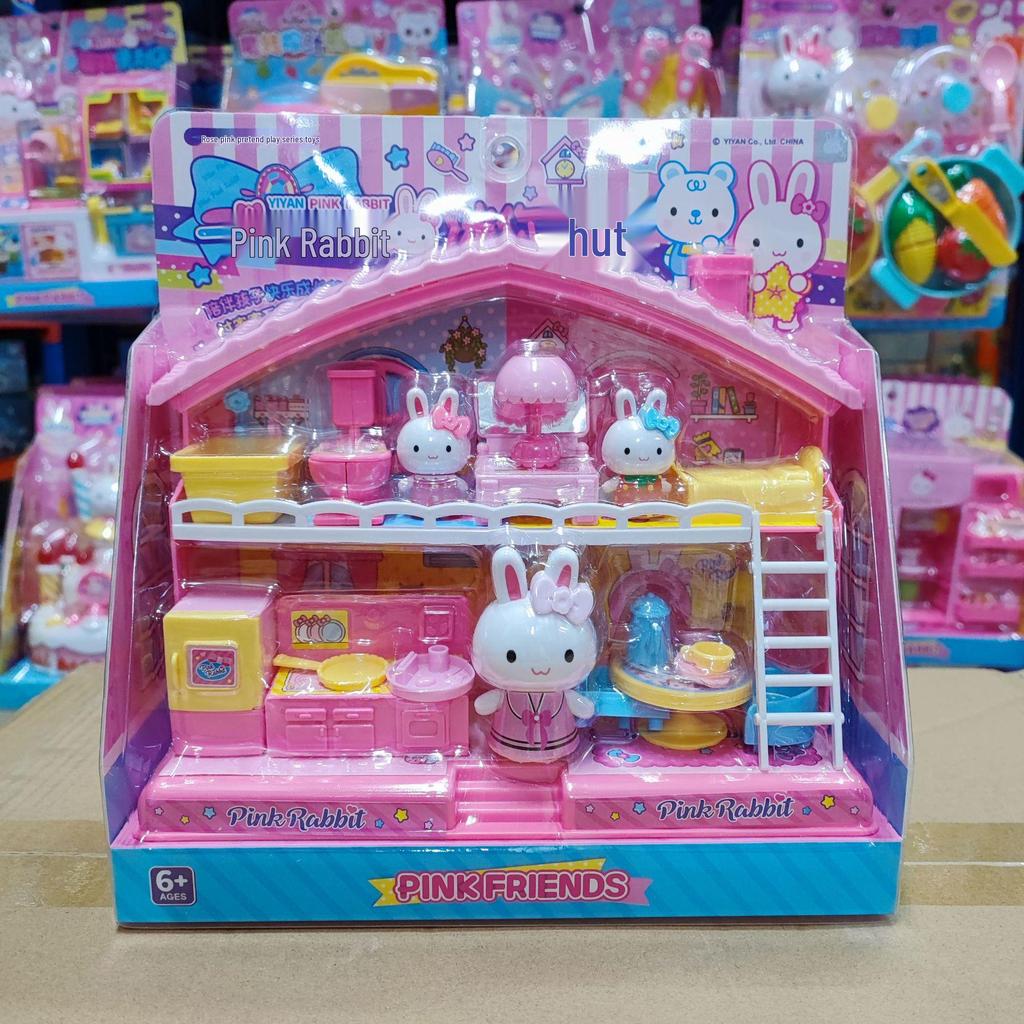 Pink Rabbit Kitchen Refrigerator Cake Party Miniature House Playset Batch-57024
