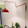 Nordic Wabi-Sabi Red Swing Arm Wall Lamp for Living Room, Bedroom, and Dining Room