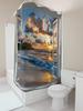 Enjoy Seaside Scenery In Your Bathroom With Our Beach View Shower Curtain Open Window Design Waterproof Fabric Set Easy-Clean