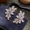 Huitan Bright Cubic Zirconia Stud Earrings for Women Fancy Elegant Wedding Party Zircon Modern Shiny Ear Piercing Accessories