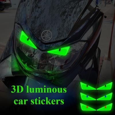 Modifikované svetelné diabolské oči 3D nálepka na auto a motocykel 3D dekoratívna predná nálepka na elektrické auto