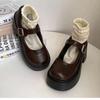 Modne Czarne Buty na Grubej Platformie z Małej Skóry Damskie 2025 Wiosna Nowość Francuskie Buty Mary Jane Podwyższające Krótkie