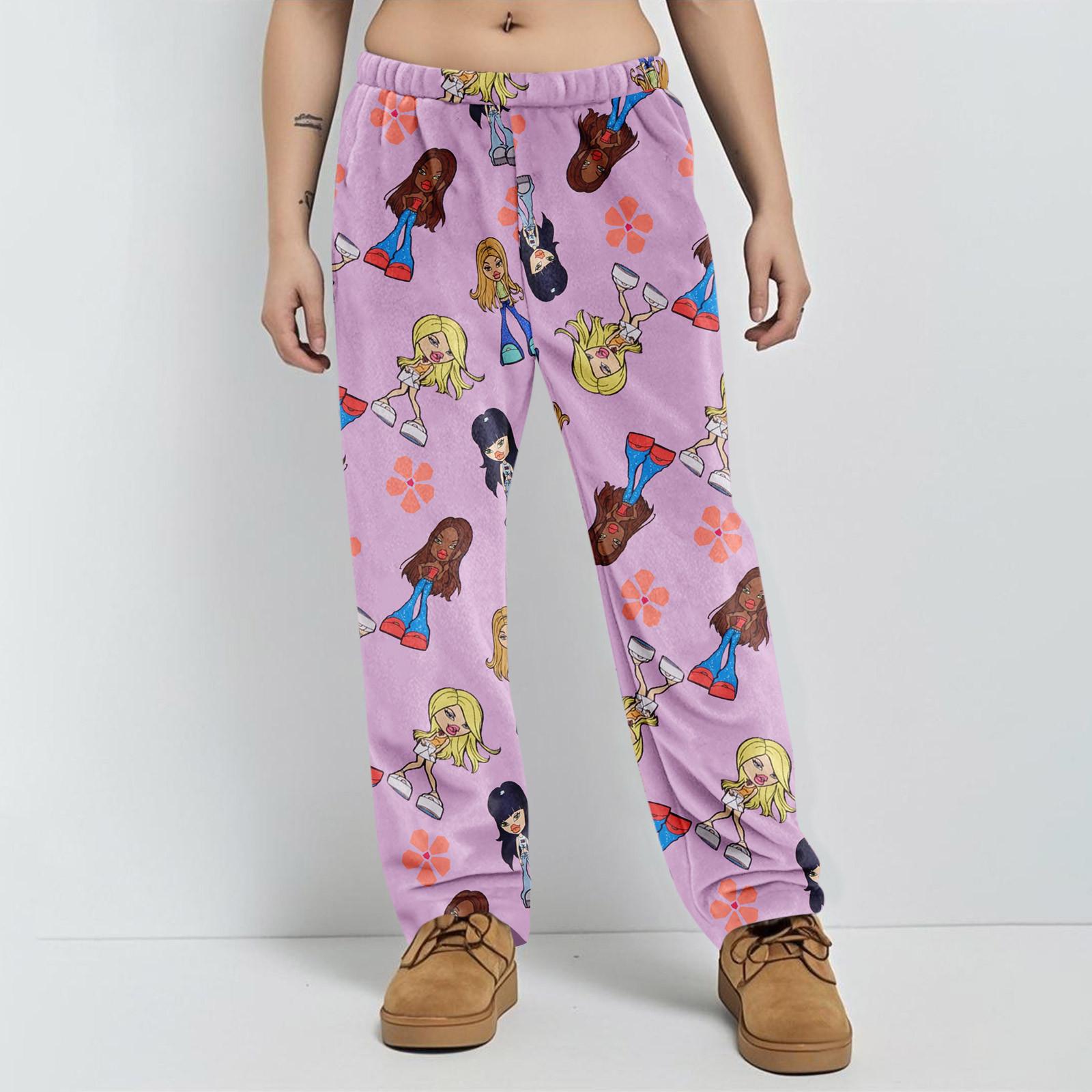 

Anime Pajama Pants Sleepwear Casual Drawstring Elastic Waist Pants Comfy Straight Yoga Loose Trousers XL кавун червоний колір