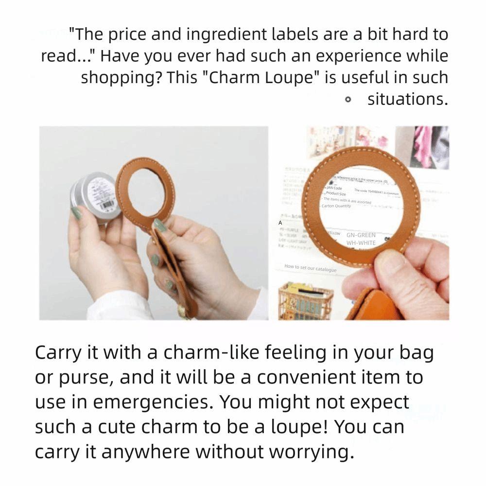 Extendable Reading Magnifying Glass Easy-pull Buckle PU Leather Key Chain  Seniors
