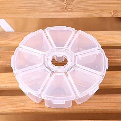 Medicine Box Round Shape Classification Storage 8 Grids Classification Bead Organizer for Traveling