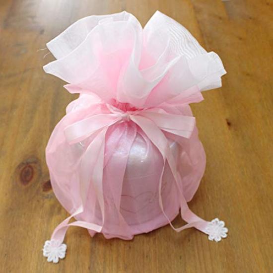Organza and Lace Urn Cover (Pink) - 2 Colors, 6-Inch, for Keeping Ashes and Divided Ashes (Pink)