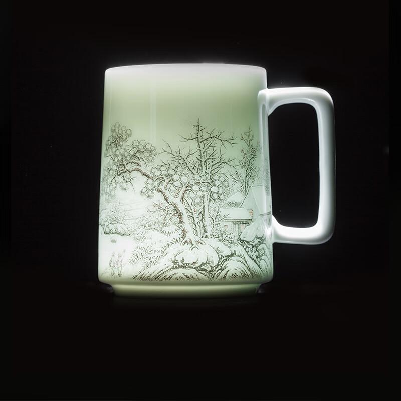 Changnan Jingdezhen Master Crafted Ceramic Mug with Lid, Tea Infuser, Office Executive Cup, Large Capacity Teacup