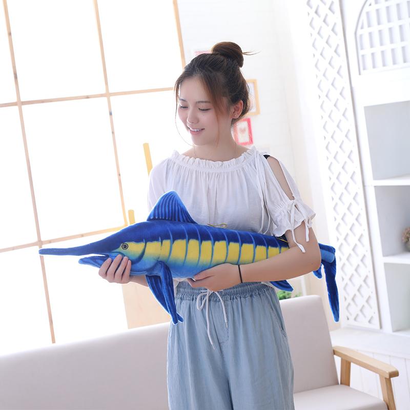 Niedlicher Blauflossen-Thunfisch Plüschtier 140 cm Kissen Niedliches Simulations-Weiches Langes Cartoon-Plüschtier Tier Schwertfisch Puppe Kinder Geburtstagsgeschenke 100cm