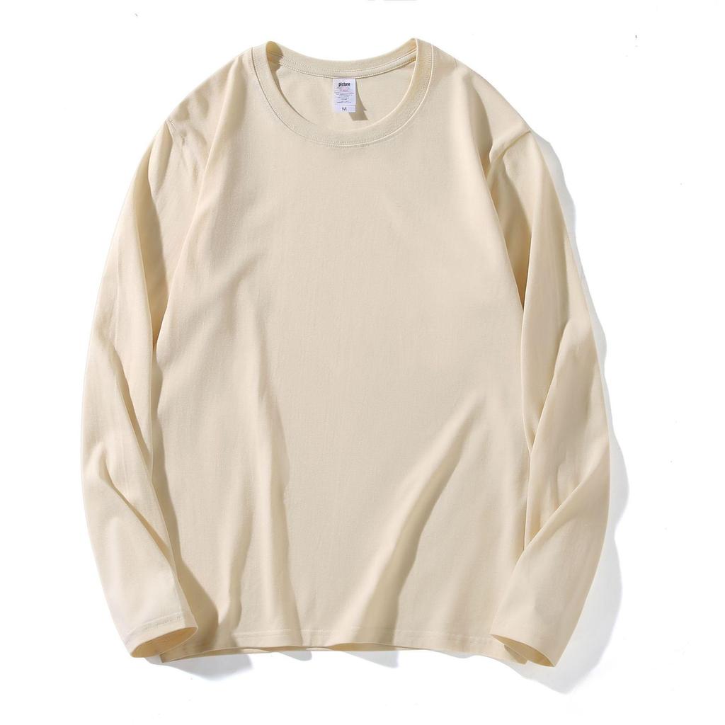 Men's Heavyweight 220g Cotton Long Sleeve Crew Neck T-Shirt, Available In 24 Solid Colors
