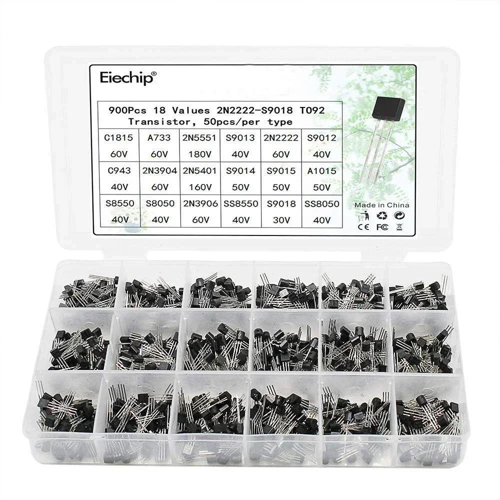 200/480/840/900PCS Transistors Set BC327 BC337 BC547 BC548 BC549 2N2222 3906 3904 5401 C945 A1015 S8050 NPN PNP Electronics Kit