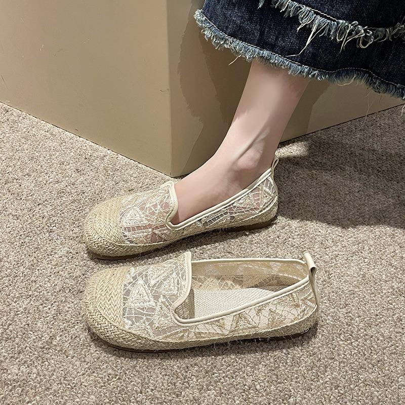 Fisherman shoes women's summer new breathable lace casual flats lazy one pedal