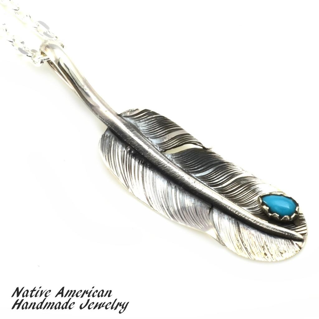 [STERLING SILVER 925] Feather Silver Necklace Pendant Chain AMTHANE-006