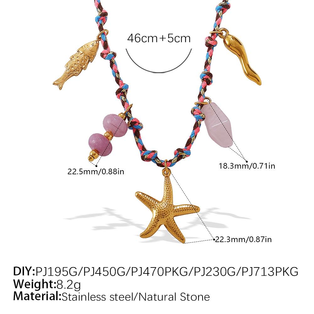 Fashion Creative Simple Color Rope DIY Pendant Bracelet Stainless Steel Gold-plated Love Pendant Necklace Jewelry Women