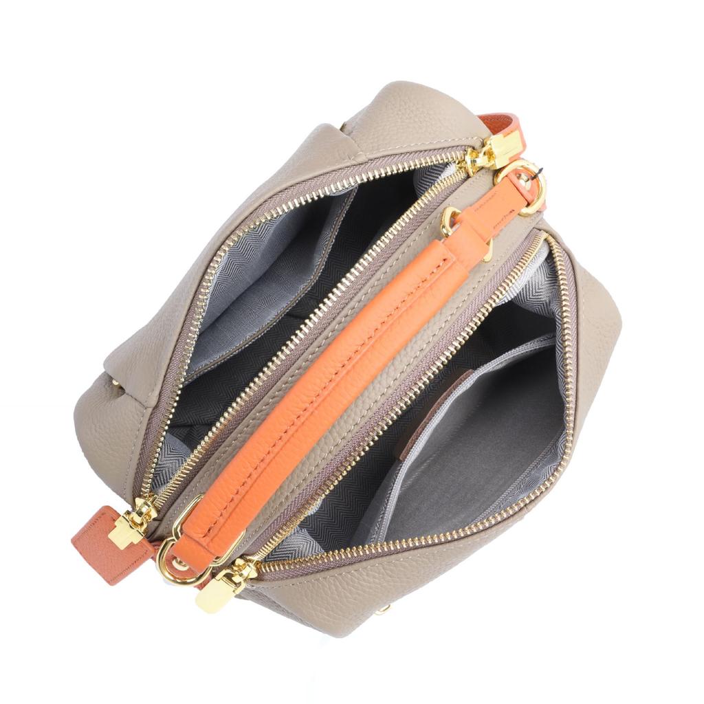 Korean Style Versatile Women's Handbag - Top Layer Cowhide, Color Blocking, Sequined Boston Shoulder Bag