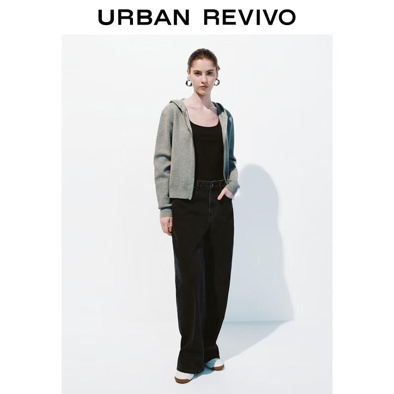 UR Women's Hooded Zipper Short Knit Cardigan