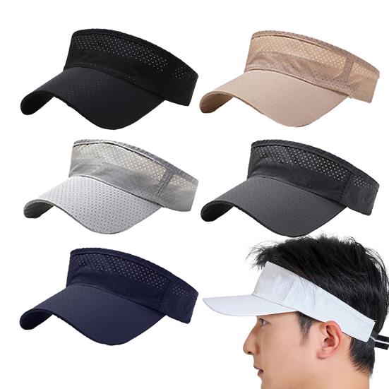 Men Summer Hat Empty Top Hollow Out Mesh Long Brim Sunscreen Anti-UV Face Protection Lightweight Tennis Jogging Peaked Cap