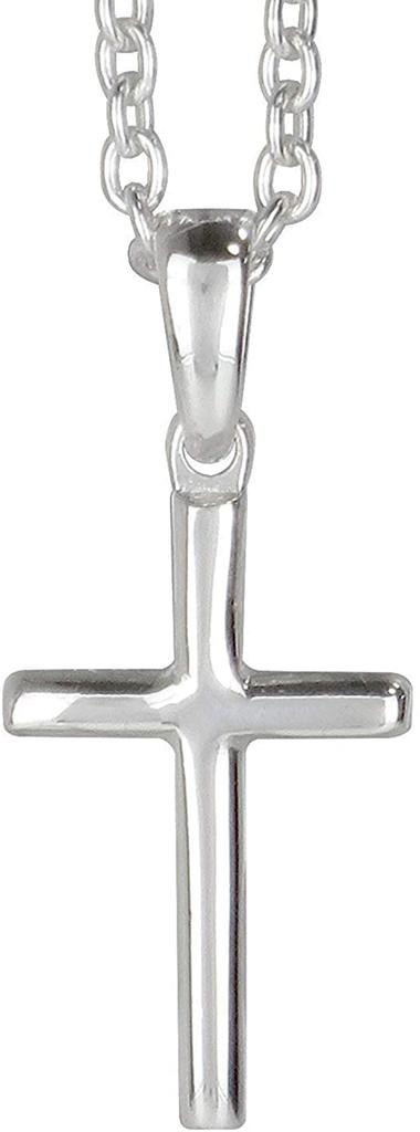 Shinjuku Gin no Kura Small Simple Cross Silver 925 Necklace Crucifix Latin Cross Pendant (45cm Chain)
