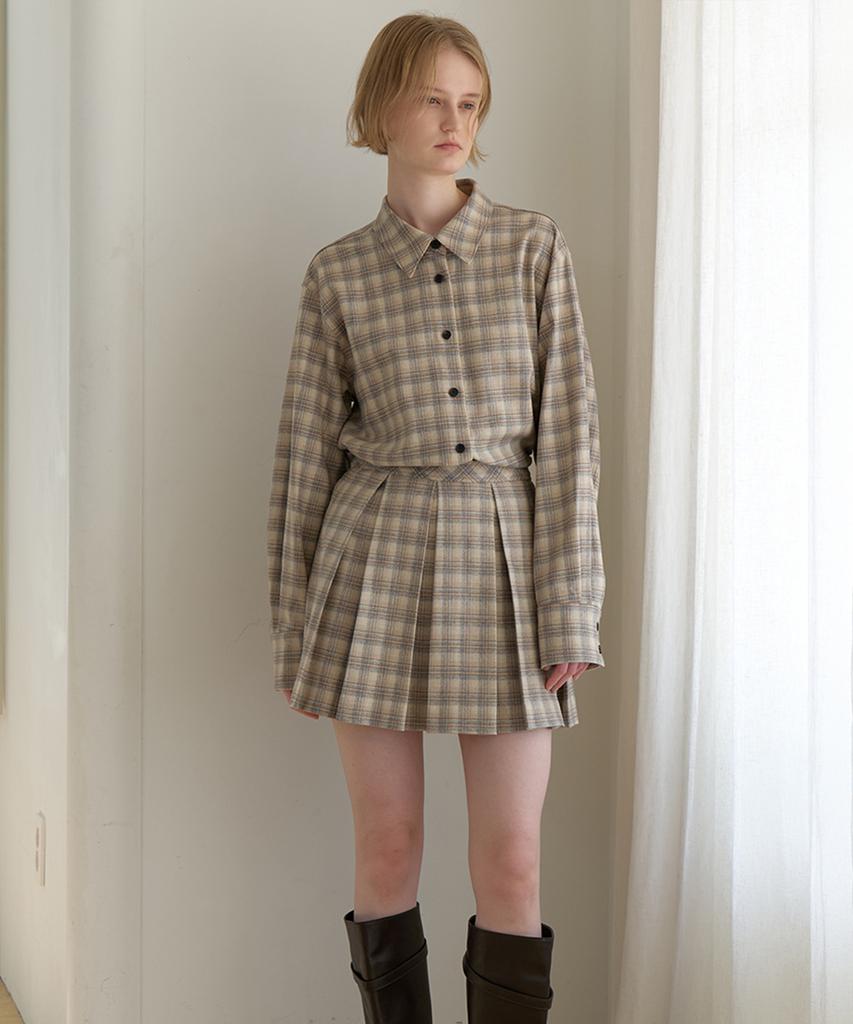 Ridge Haze Check Wrap Skirt