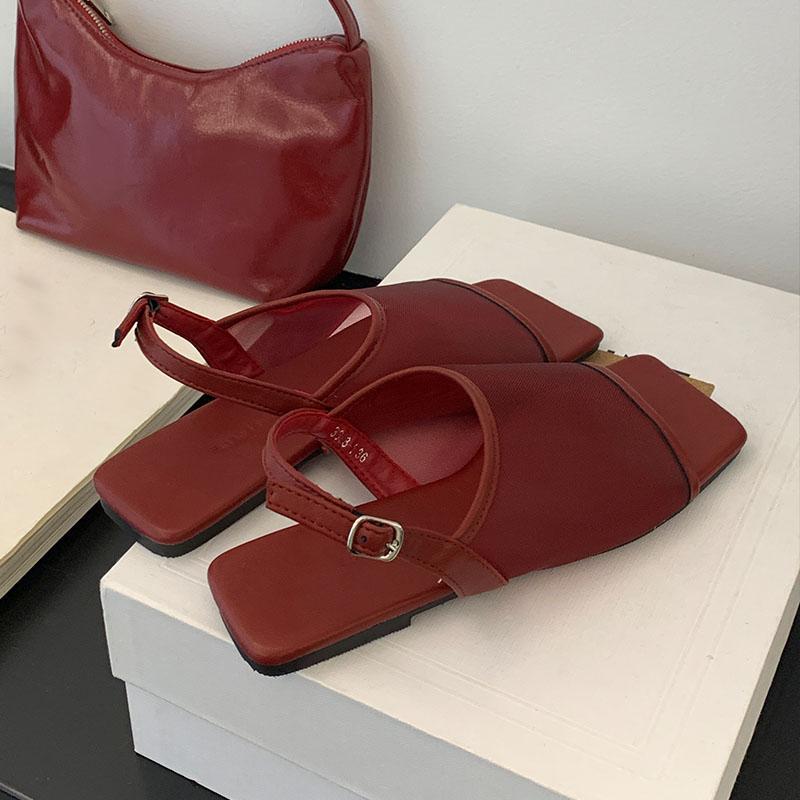 Fashion Fashion Shallow Women Flats With Shoes Sandals Luxury Female Mesh Breathable Footwear Ladies Flats Sandals Shoes Summer Spring