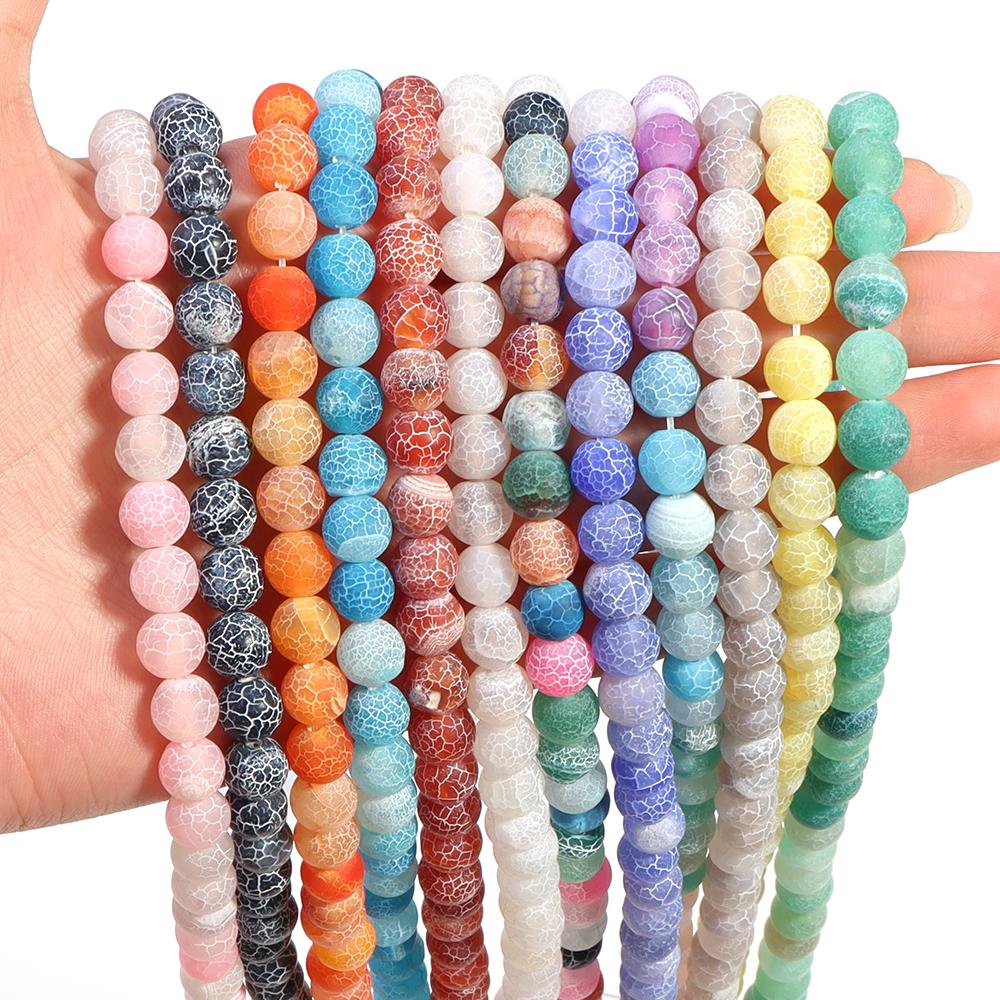 Natural Weathered Agate Stone Beads 6/8/10mm Color Loose Beads Spaced Beads for Jewelry Making Accessories DIY Bracelet Necklace