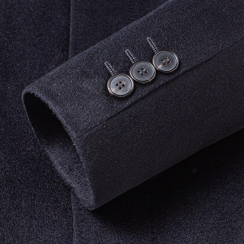 FAPAI Men's Detachable Pure Cashmere Lined Overcoat