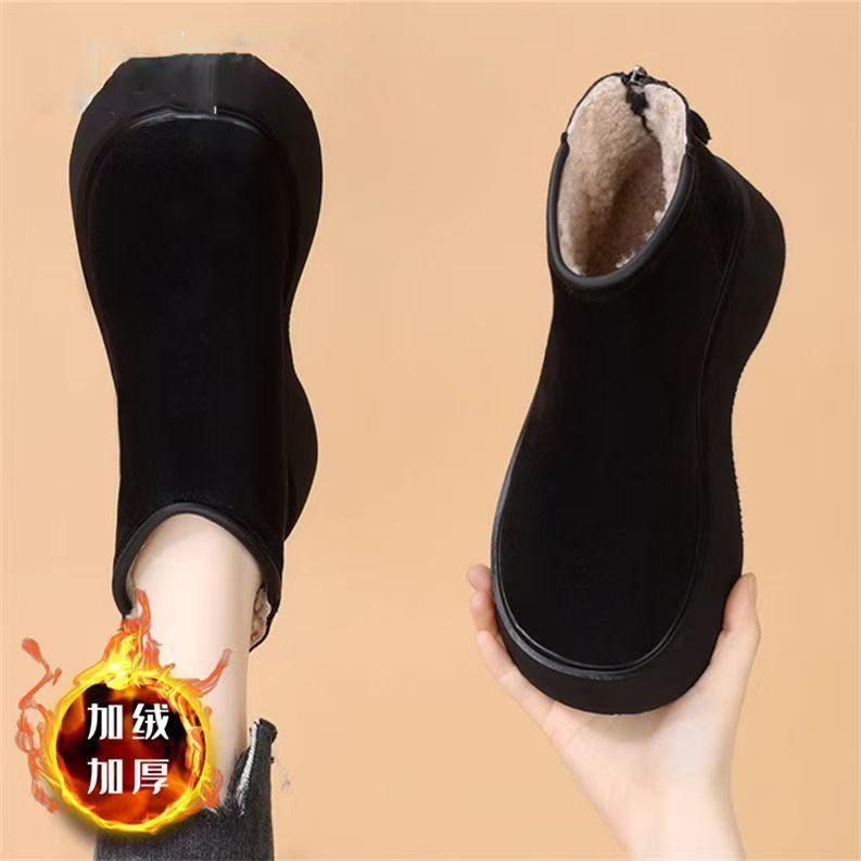 Thick-soled thin boots British wind velvet short boots 2025 winter new Martin boots Internet celebrity warm snow cotton boots women