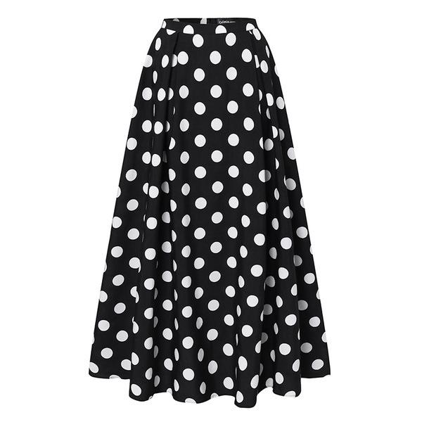 2025 Women's Retro Polka Dot Long Swing Skirt - European & American Style