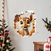 Christmas Wall Stickers Self Adhesive 3D Animal Design Wall Decals For Bedroom Living Room Hallway Holiday Decor