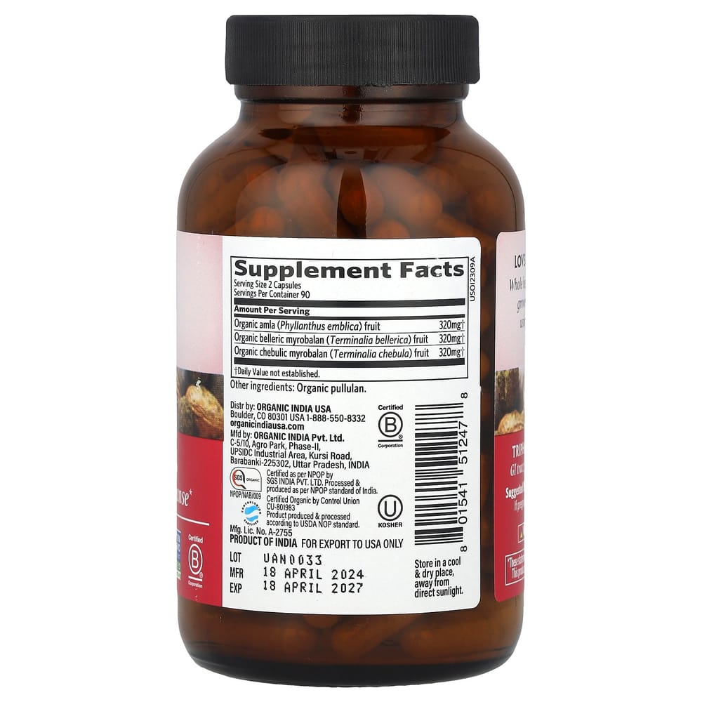 iHerb Organic India Triphala Veggie Capsules, 180 Count