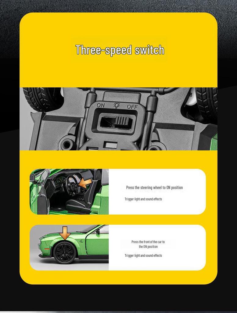 Jiaye 1:22 Dodge Hellcat Demon Eye Alloy Car Model with Sound, Light, and Pull-Back Four-Wheel Shock Absorbers