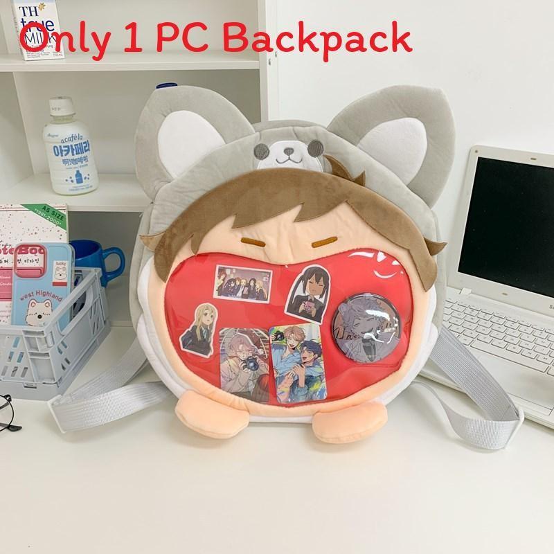 Character Anime Theme Plush Backpack Outdoor Large Capacity Transparent Itabag