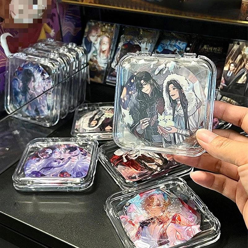 Clear Acrylic Badge Display Case - Dustproof Sealed Square Box with Lockable Lid for Collectible Storage & Showcase