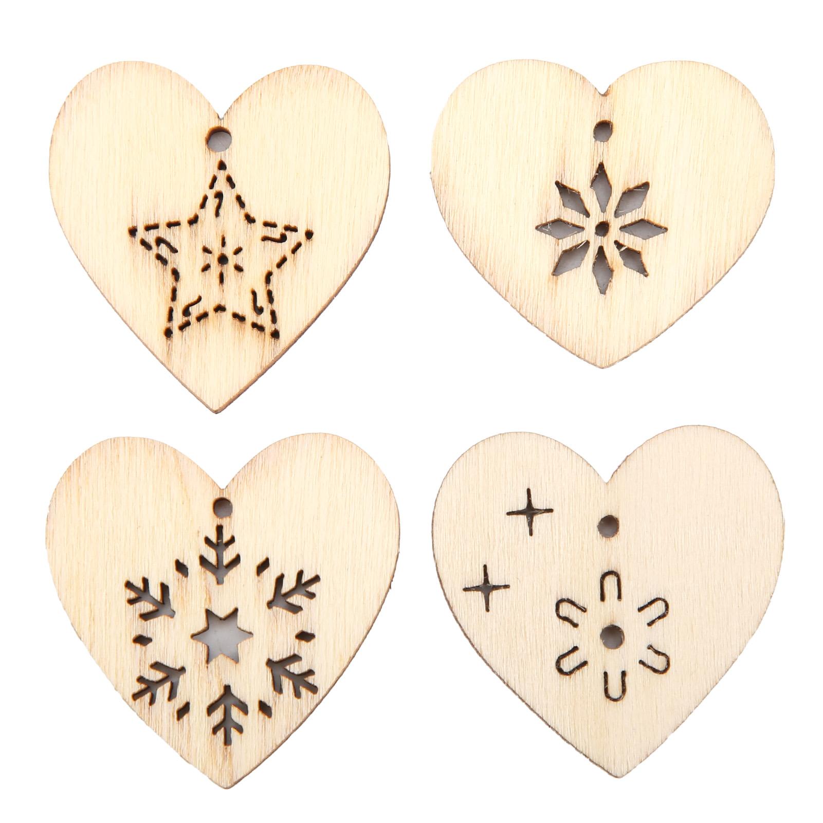 200Pcs Wood Blocks DIY Wooden Buttons Natural Wood Material HeartShaped Wood Chips for Decoration