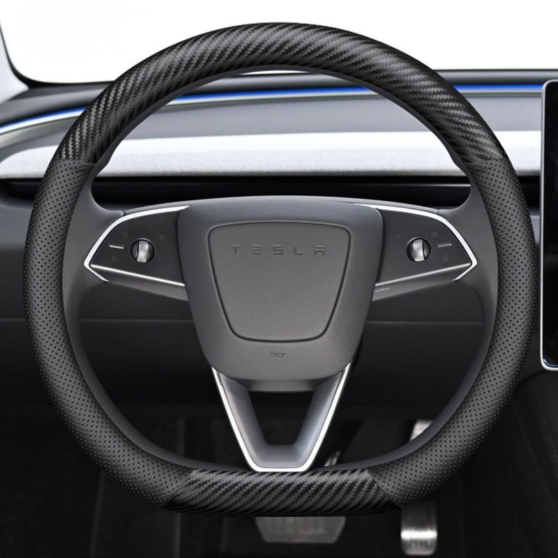 Housse de volant en cuir véritable pour Tesla Model 3 Y Diamètre 38 cm Style Sport Universelle