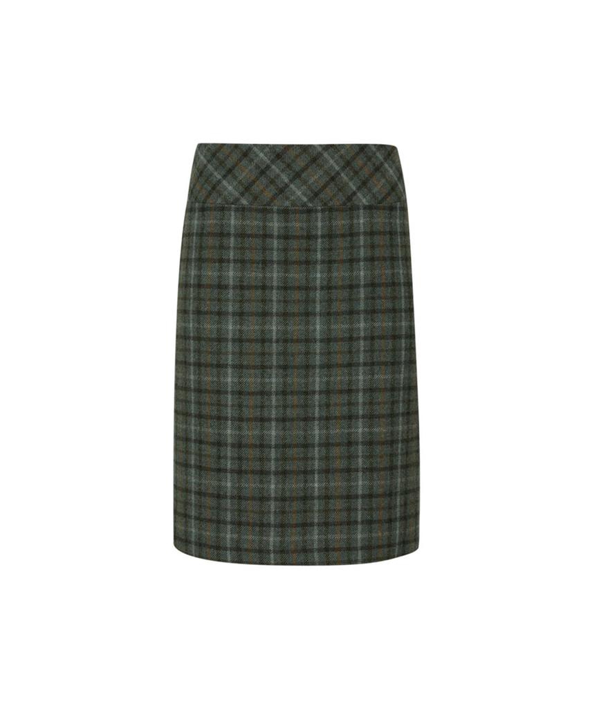 Lulu Seoul Joy Wool Check Midi Skirt (Green)