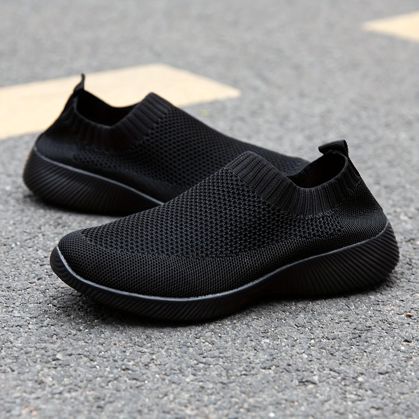 

Женские однотонные летающие тканые кроссовки, повседневная и дышащая обувь для отдыха на открытом воздухе, легкие низкие кроссовки для бега 40 чёрный