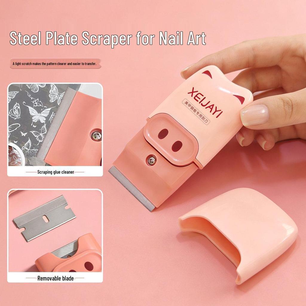 X-007 Cartoon Kitten Nail Art Stamping Plate with Scraper - Multiple Patterns, High-Quality Design