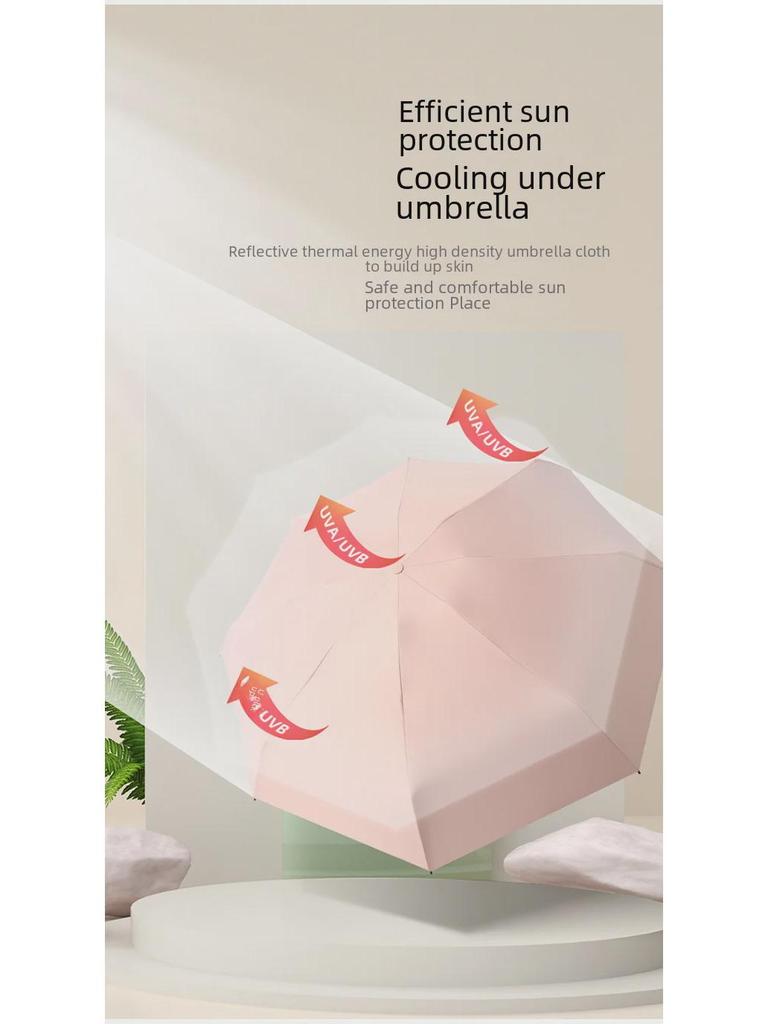 50 % rabatt på svart kapselparaply i lommeformat - Seks-skjerms sammenleggbar for sol og regn