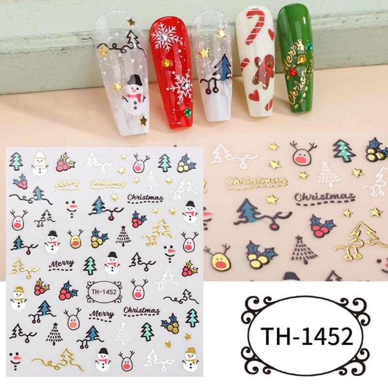 6 Sheets Snowflake Nails Art Stickers Tree Nail Decals Christmas Nail Stickers Nails Art Decorations Manicures Stickers