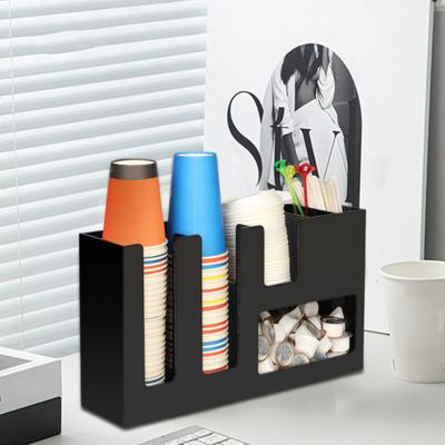 Organizador de tazas y tapas de café, dispensador de acrílico para vasos desechables, condimentos, pajitas, estante de almacenamiento para el hogar, la oficina y el bar