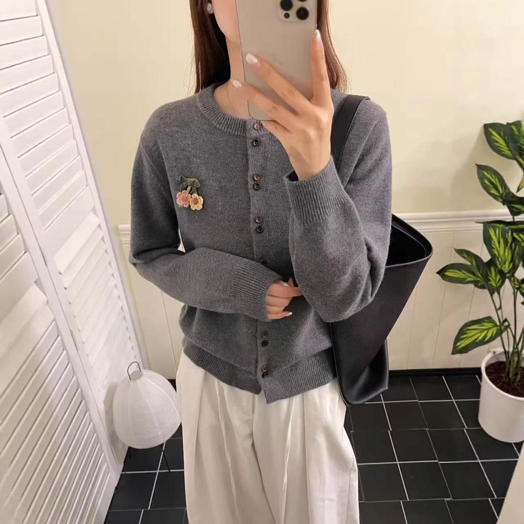 Women's 3D Floral Knit Cardigan - Mori Style, Loose Fit, Sweet & Cozy Winter Wear